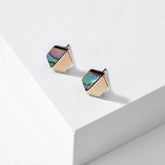 Hexagon Abalone Gold Stud Minimalist Earrings